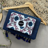 Firoji Handloom Khadi Cotton Saree With Flower Print Blouse